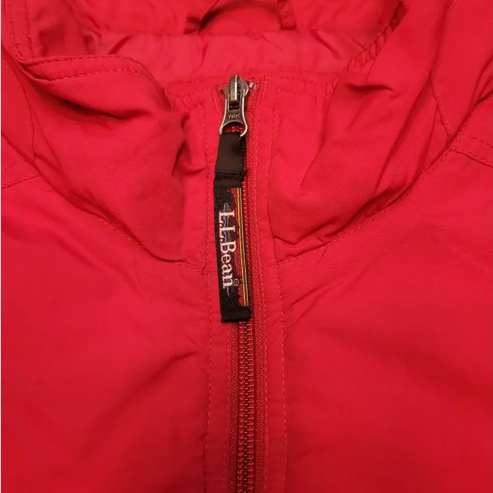 Vintage LL Bean Nylon Full Zip Shell Jacket Hoodie Hoodie Red Mens Large VTG
